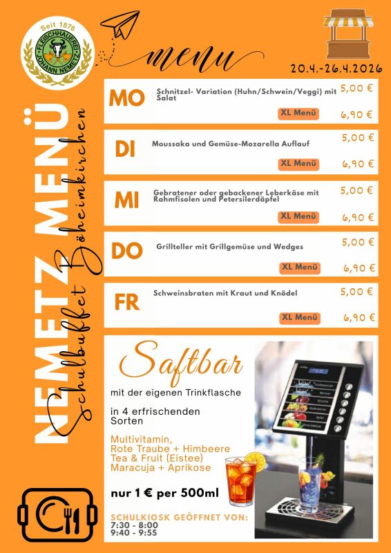 Schulmen&uuml; 20.04.2026 - 26.04.2026