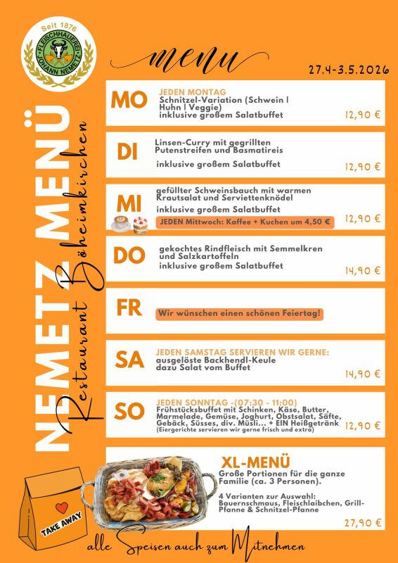 Mittagsmen&uuml; 27.04.2026 - 03.05.2026