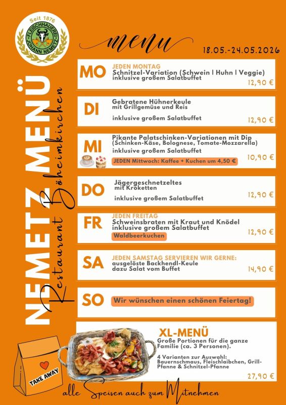 Mittagsmen&uuml; 18.05.2026 - 24.05.2026