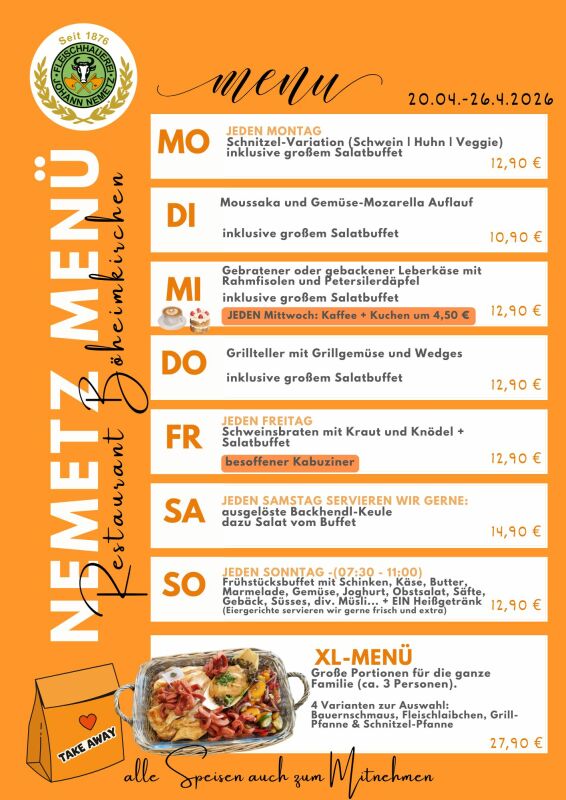 Unser Mittagsmen&uuml; 20.04.2026 - 26.04.2026